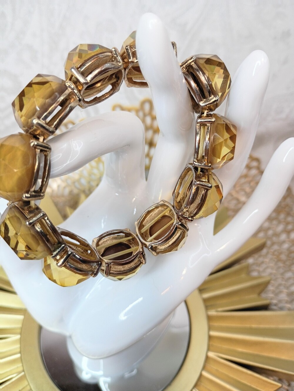 Gold-Tone Amber Tone Stretch Bracelet